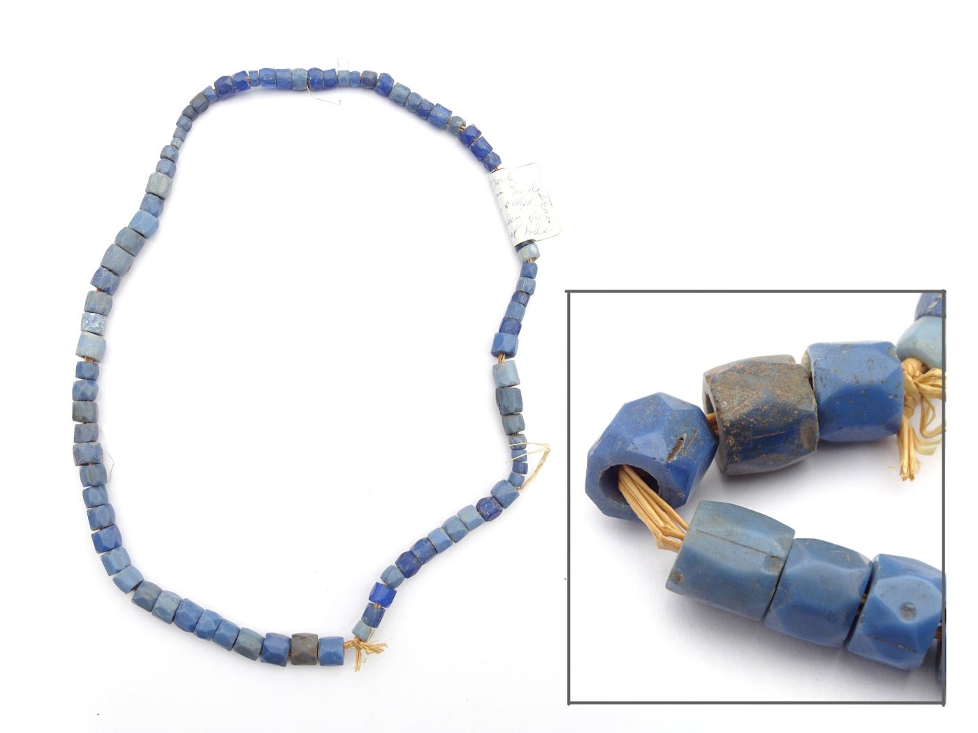 Russian blue faceted glass trade bead strand