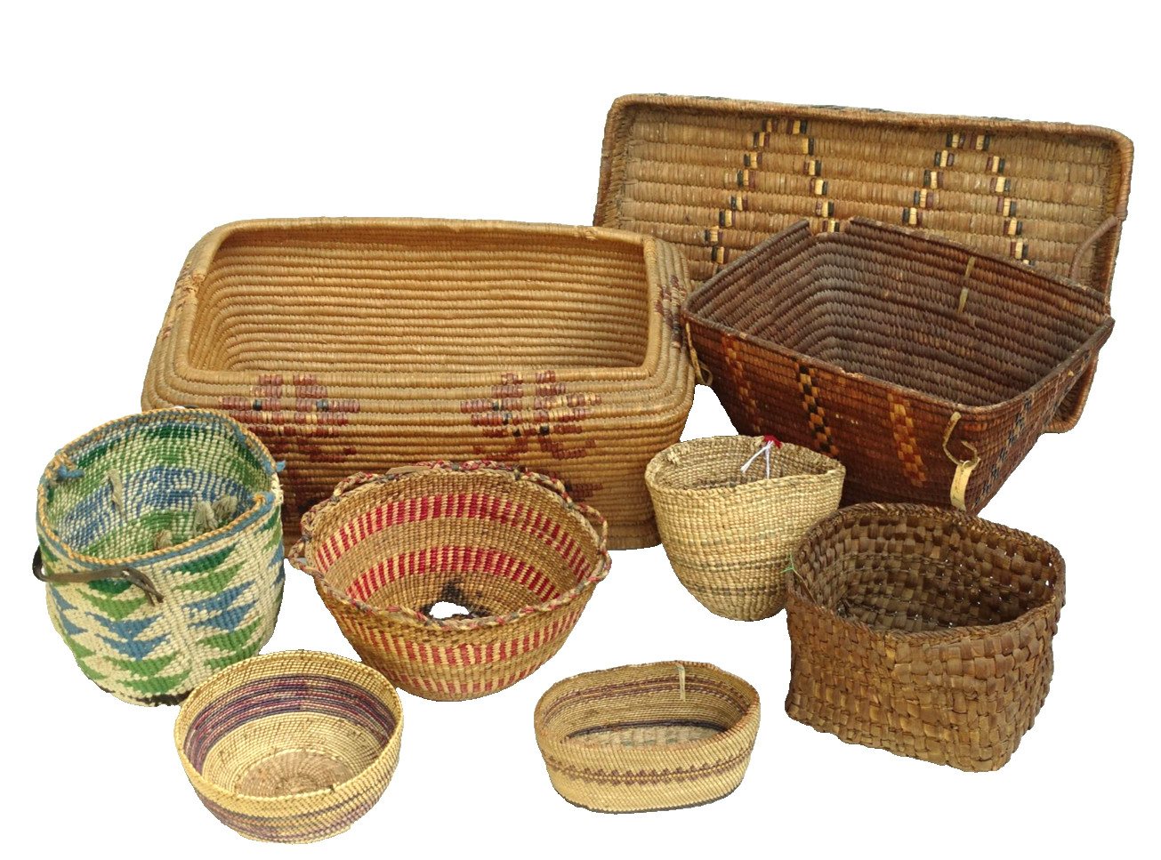 Nine mixed Northwest Coast and Plateau baskets